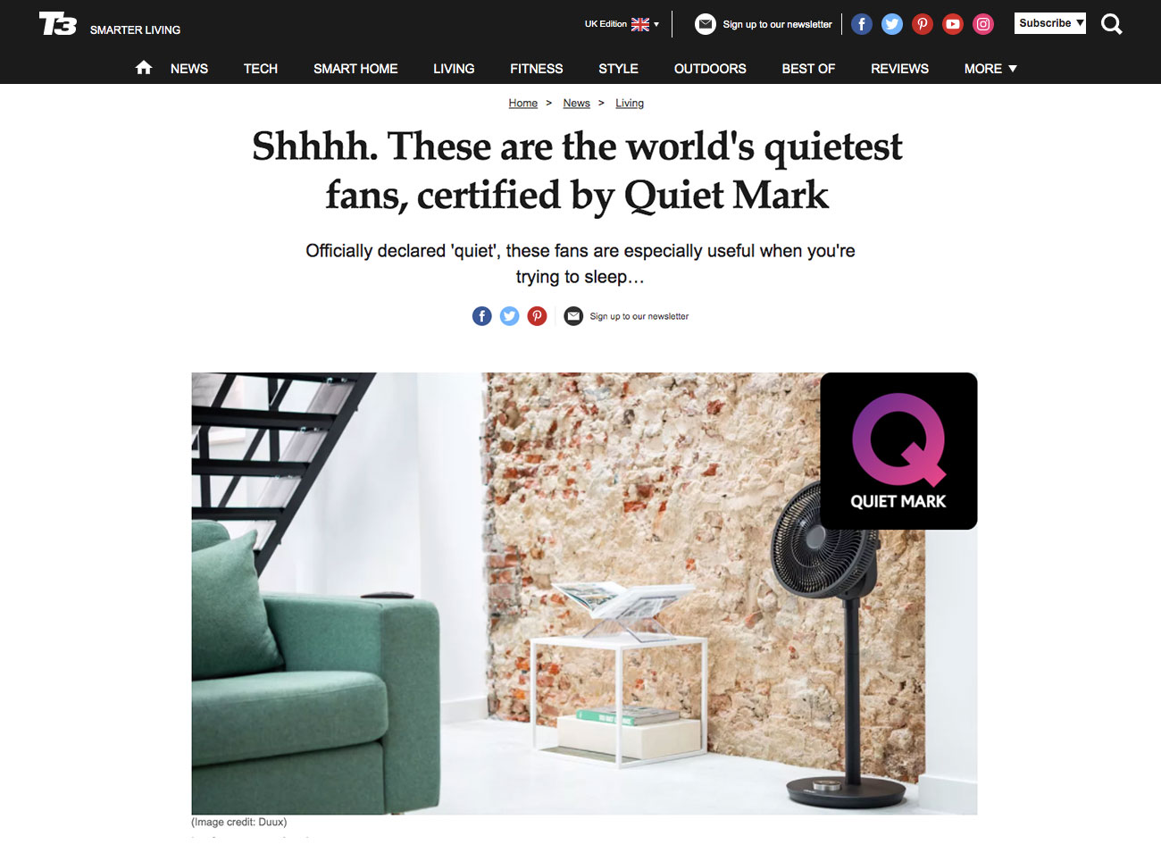 Quiet Mark Shhhh. These are the world's quietest fans, certified by Quiet Mark